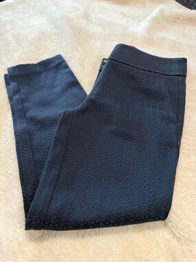 LOFT Navy Textured Ankle Pants